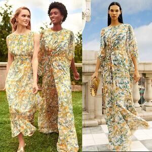 Sachin & Babi Aria Long Sleeve Beaded Sequin Floral Dress Gown Size 2 New